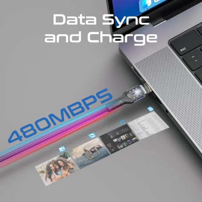 Promate Data Sync &Charge Cable High Tensile 100W PD USB-C LucidLine-CC200