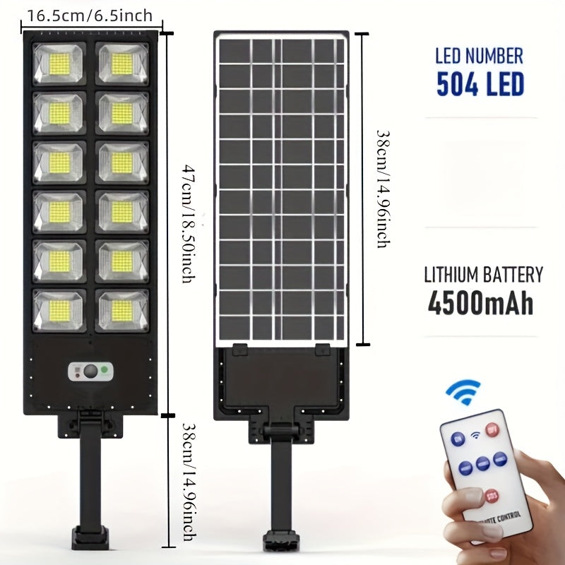 Super bright outdoor solar street light with 504 LEDs 4500mAh Battery
