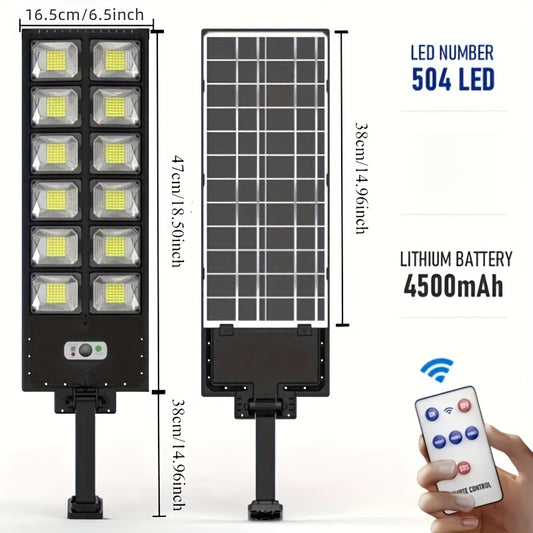 Super bright outdoor solar street light with 504 LEDs 4500mAh Battery