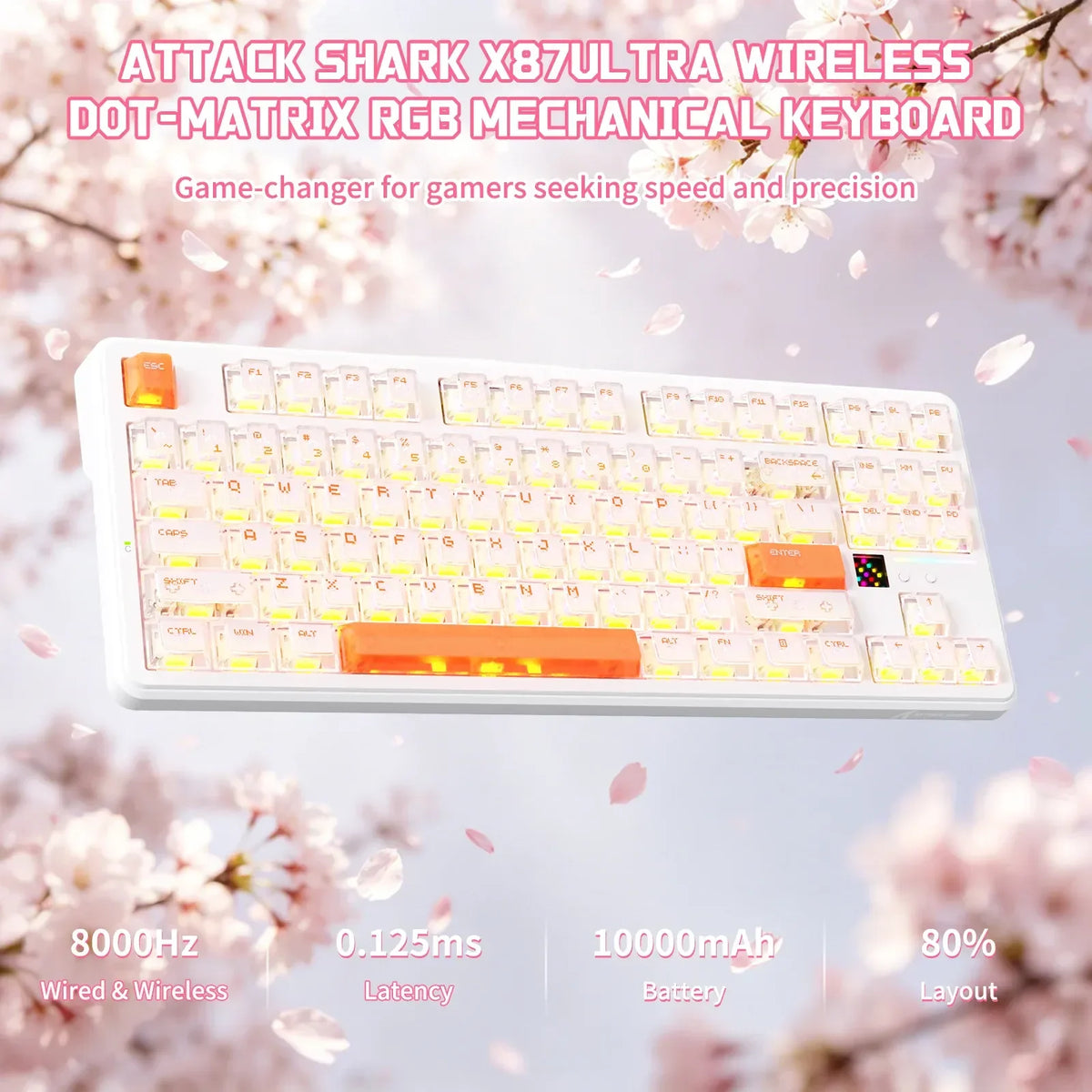 Attack Shark X87 Ultra is an upgraded 80% TKL (Tenkeyless) mechanical keyboard