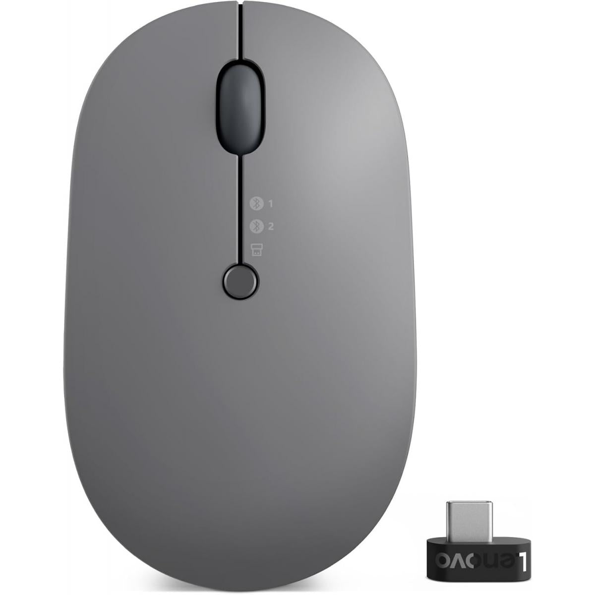 Lenovo Go Multi-Device Wireless & Bluetooth Mouse, USB-C Rechargeable Battery Wireless Charging