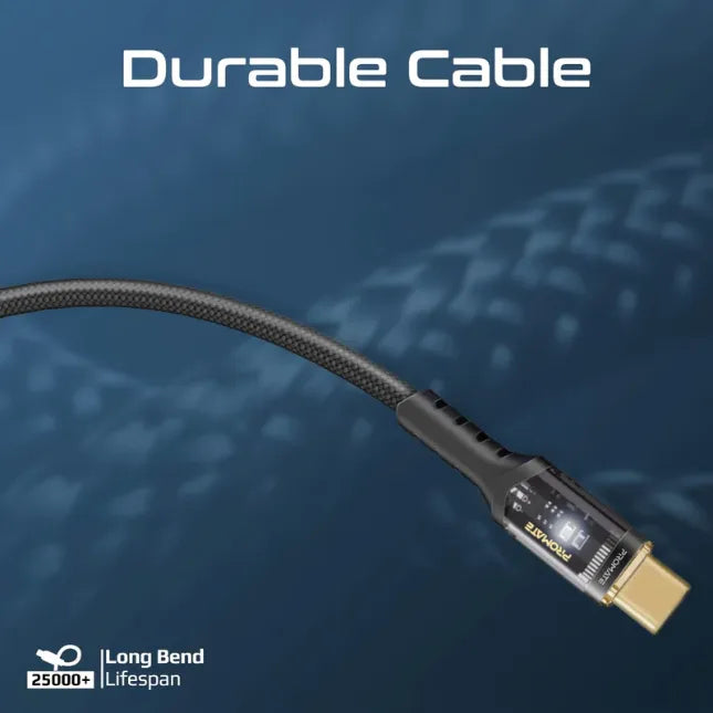 Promate Data Sync &Charge Cable High Tensile 100W PD USB-C LucidLine-CC200