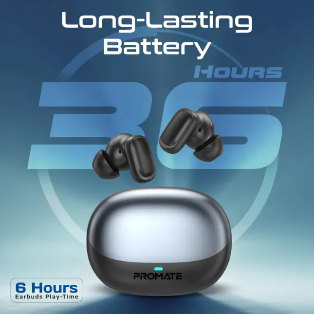 Promate Lush-Pro.Black TWS Earbuds High-Definition TWS Earbuds with Intellitouch