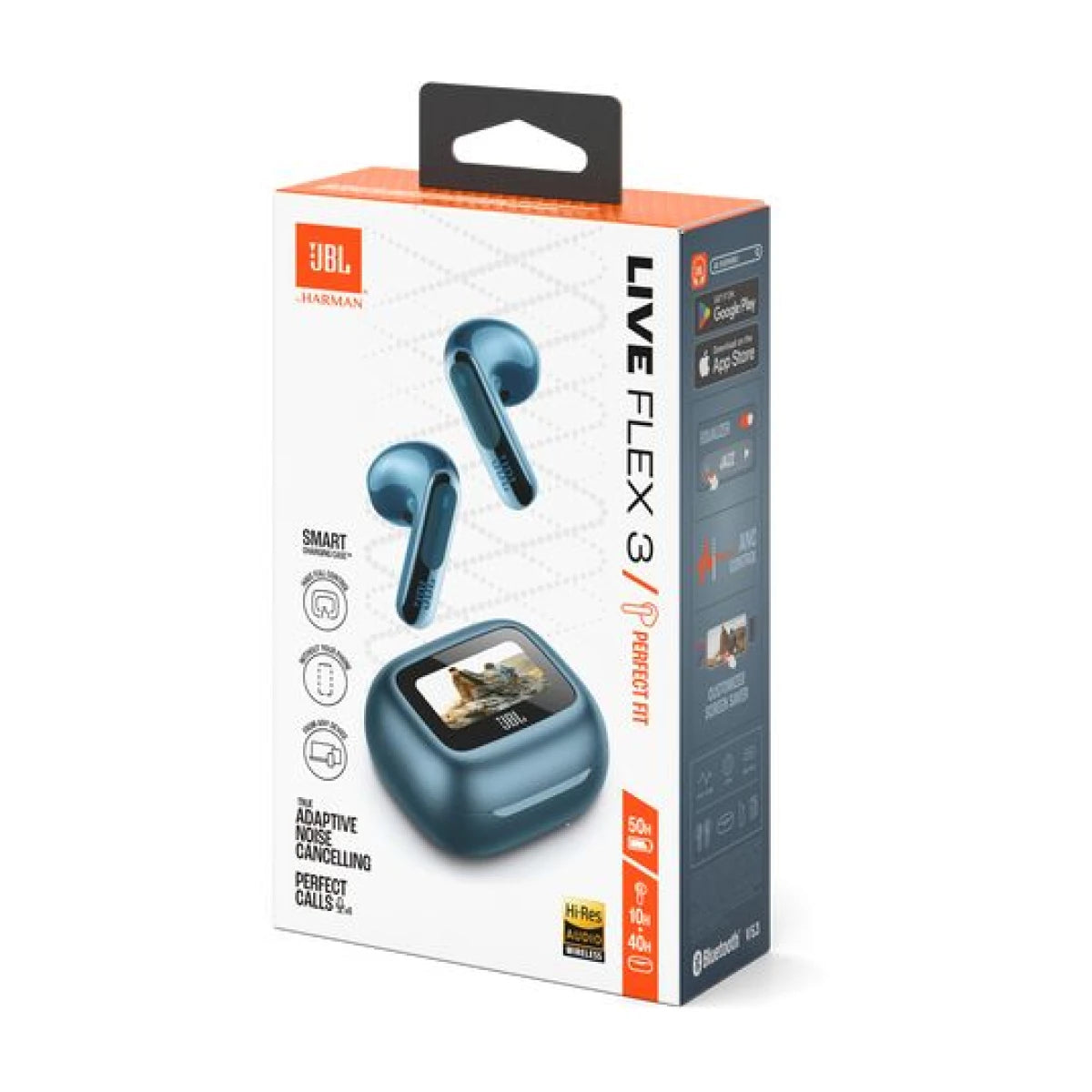 JBL Live Flex 3 Wireless Earbud Headphones True Adaptive Noise Cancelling– Blue
