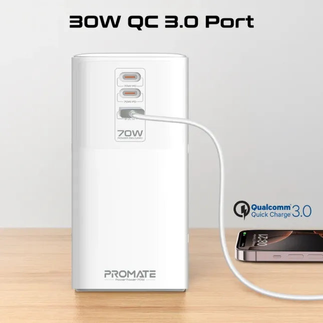 Promate Charging Station 70W Multi-Port Quad AC Sockets PowerTower-70W Promate Charging Station 70W Multi-Port Quad AC Sockets PowerTower-70W