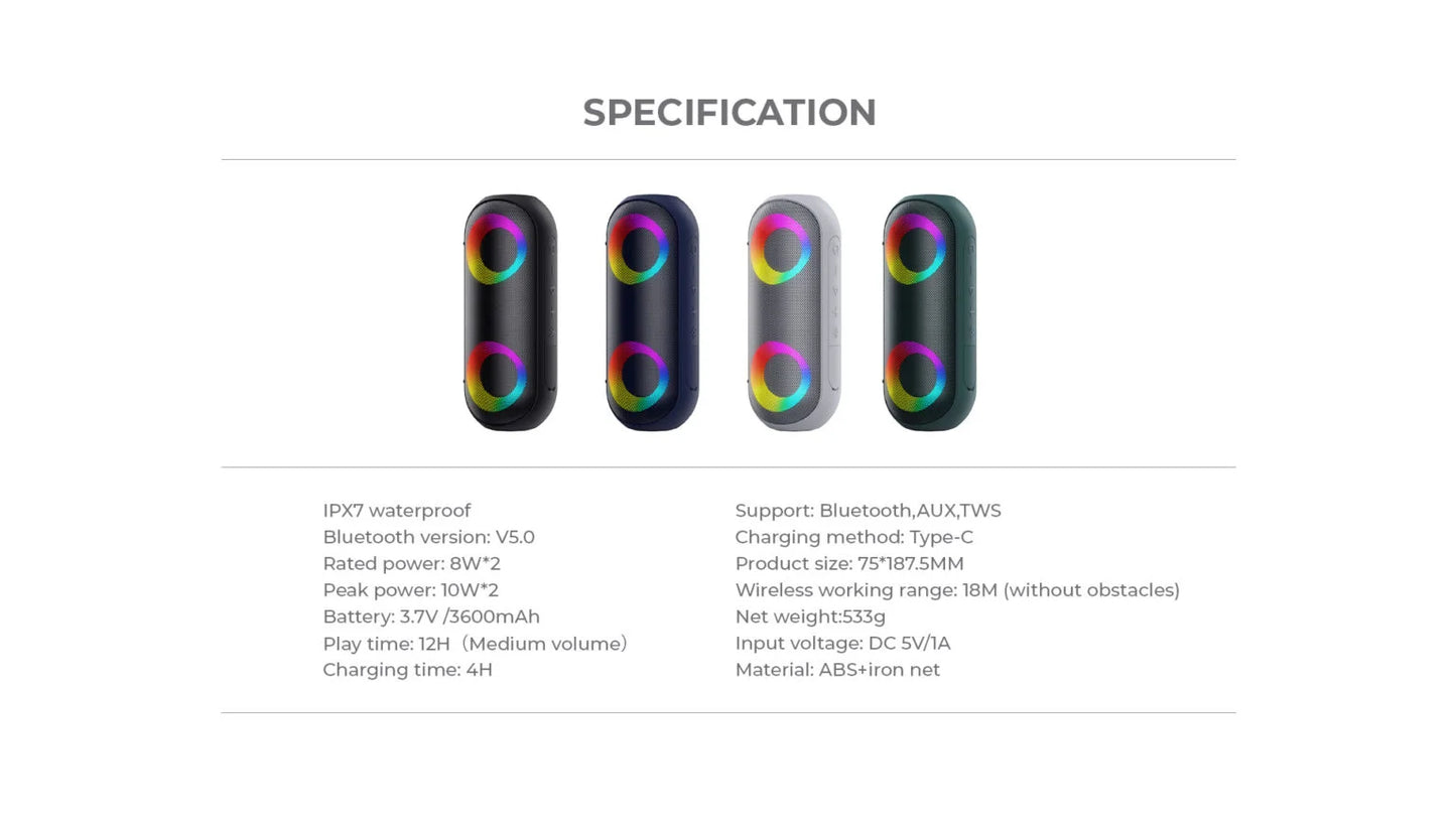 HAVIT SK875BT Strong Bass Wireless Waterproof Speaker, Bluetooth Power: 5W