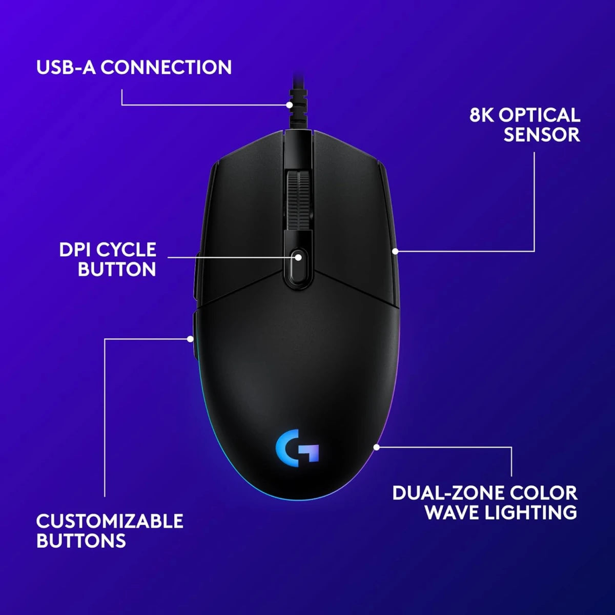 Logitech G203 LIGHTSYNC RGB Wired Gaming Mouse – 8,000 DPI- Black Logitech G203 LIGHTSYNC RGB Wired Gaming Mouse – 8,000 DPI- Black