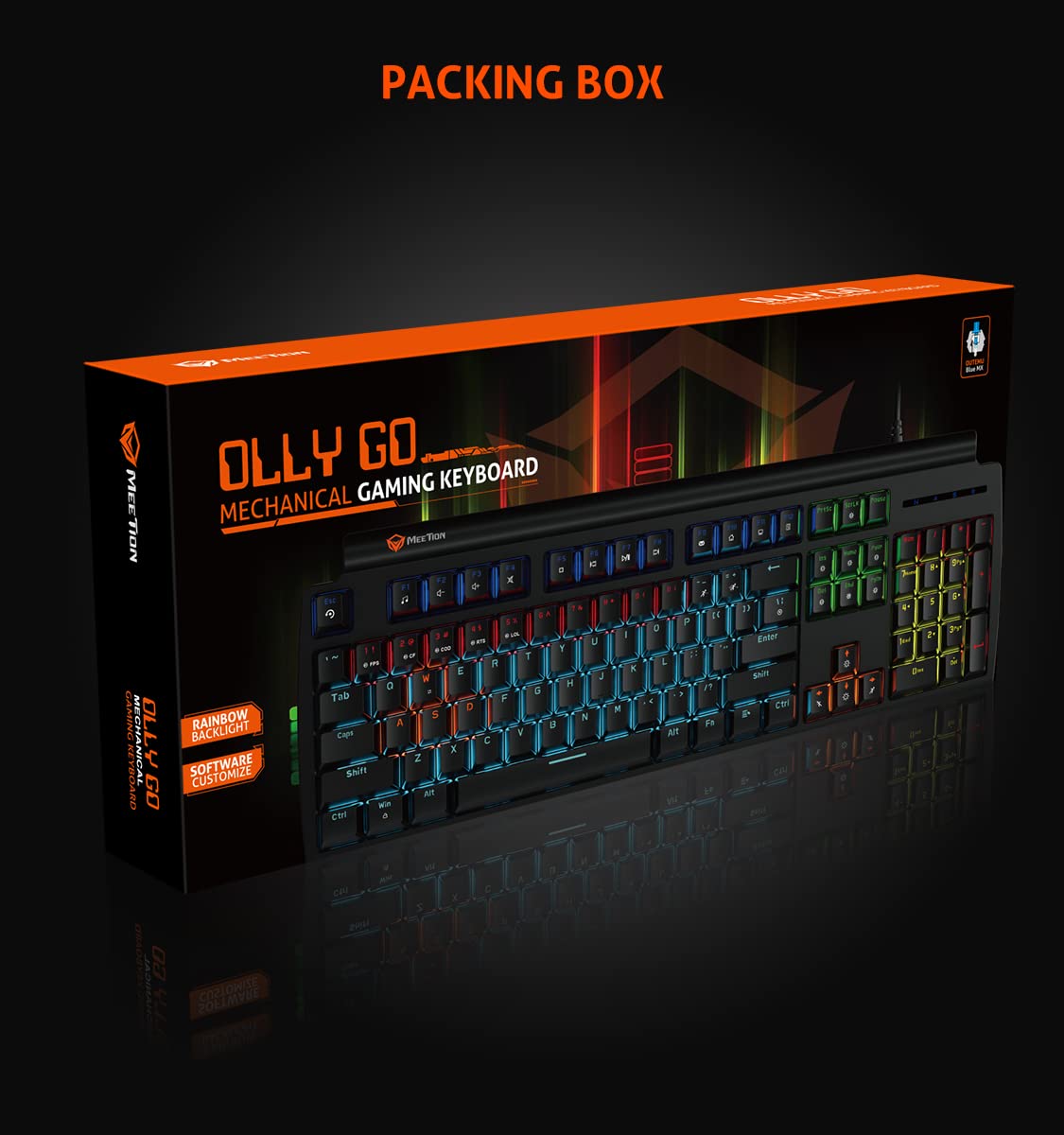 Meetion MT-MK600MX Mechanical Gaming Keyboard, USB, Blue Switch, RGB Backlit