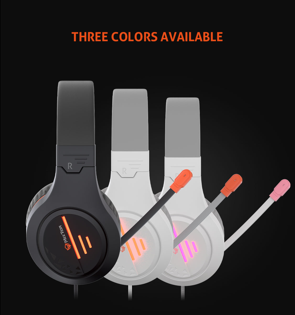 Meetion MT-HP021 Wired Stereo Gaming Headset, Backlit, Noise Canceling Mic