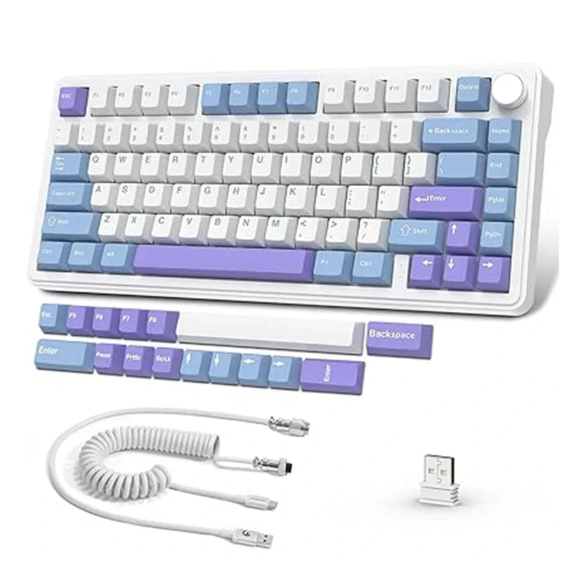 Attack Shark X85 75% Wireless Keyboard – Bluetooth White Purple Jade