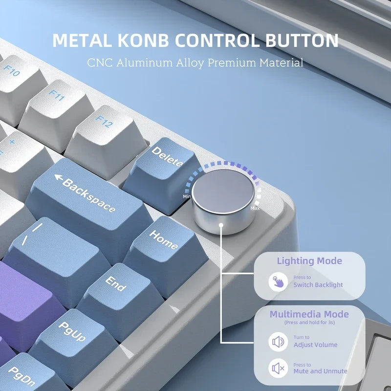 Attack Shark X85 75% Wireless Keyboard – Bluetooth White Purple Jade