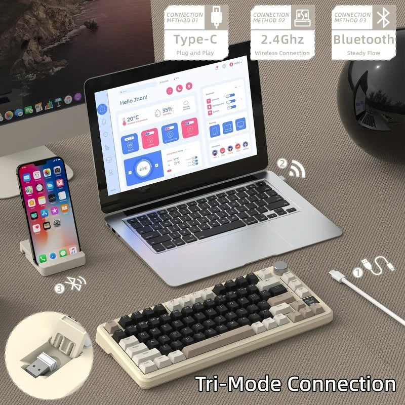 Attack Shark X85 Pro mechanical gaming keyboard smart color display,CNC control