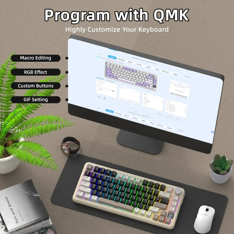 Attack Shark X85 Pro mechanical gaming keyboard smart color display,CNC control