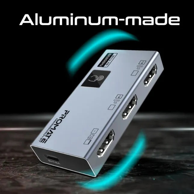 Promate MediaSwitch-2T Ultra-HD 8K@60Hz HDMI® Switch KVM & Hub
