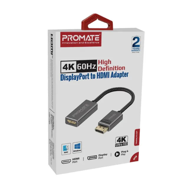 Promate MEDIALINK-DP, DisplayPort to Output Interface HDMI Adapter 4K@60Hz