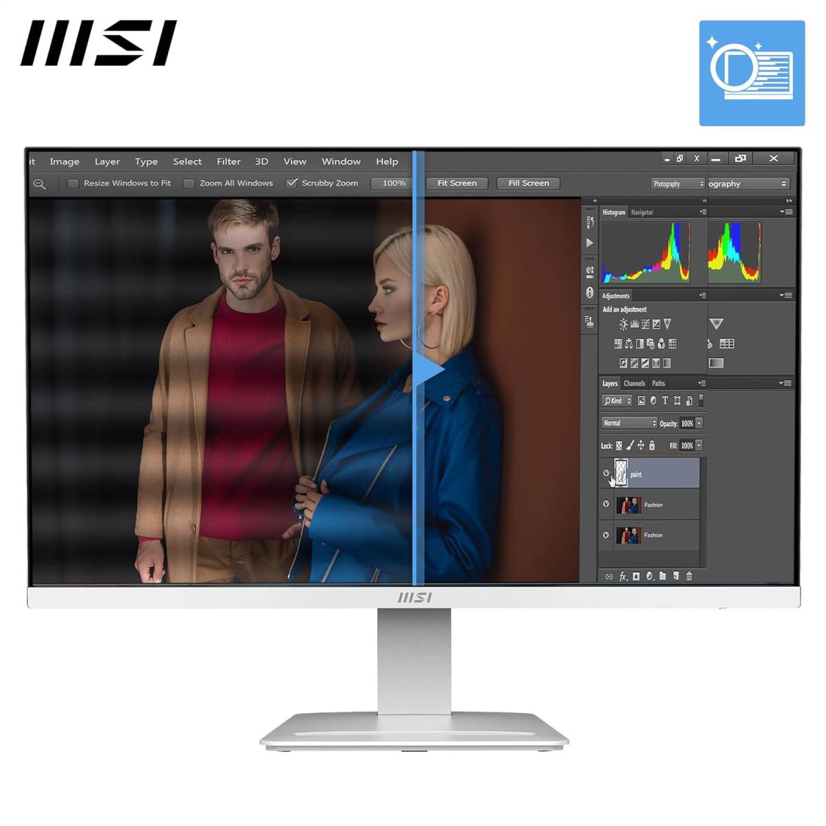MSI PRO MP273W E14A 27" FHD Computer Monitor 1920x1080 IPS 144Hz- White