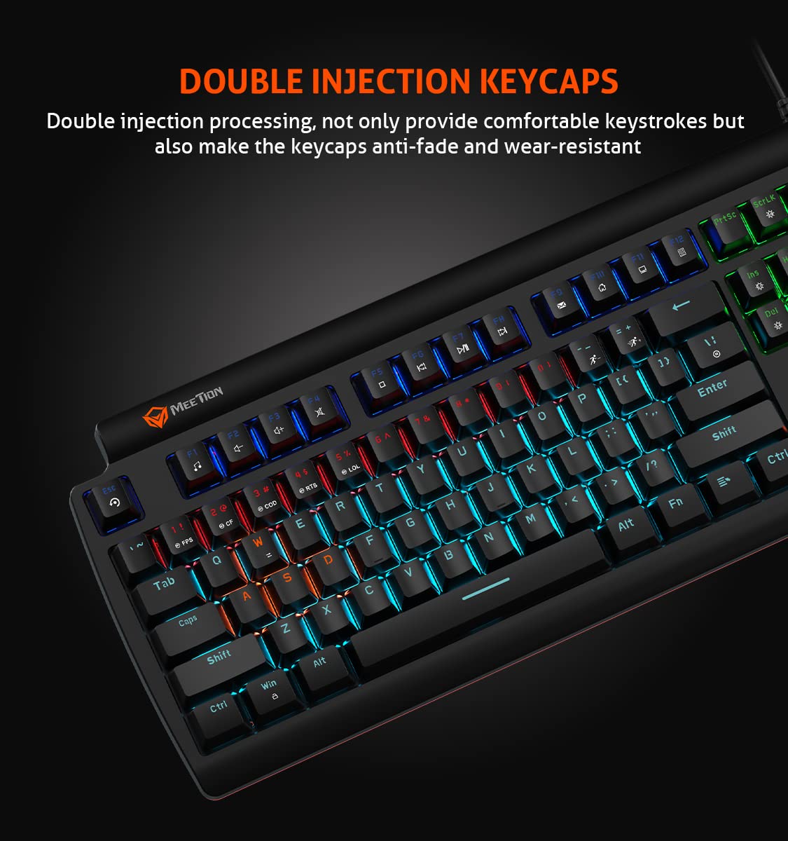 Meetion MT-MK600MX Mechanical Gaming Keyboard, USB, Blue Switch, RGB Backlit