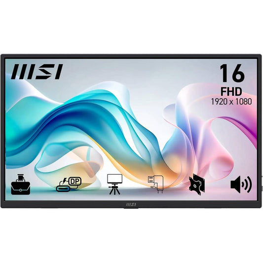 MSI PRO MP165 E6 15.6-Inch FHD Portable Monitor, 60Hz,4ms,Eye care, Built-in speaker