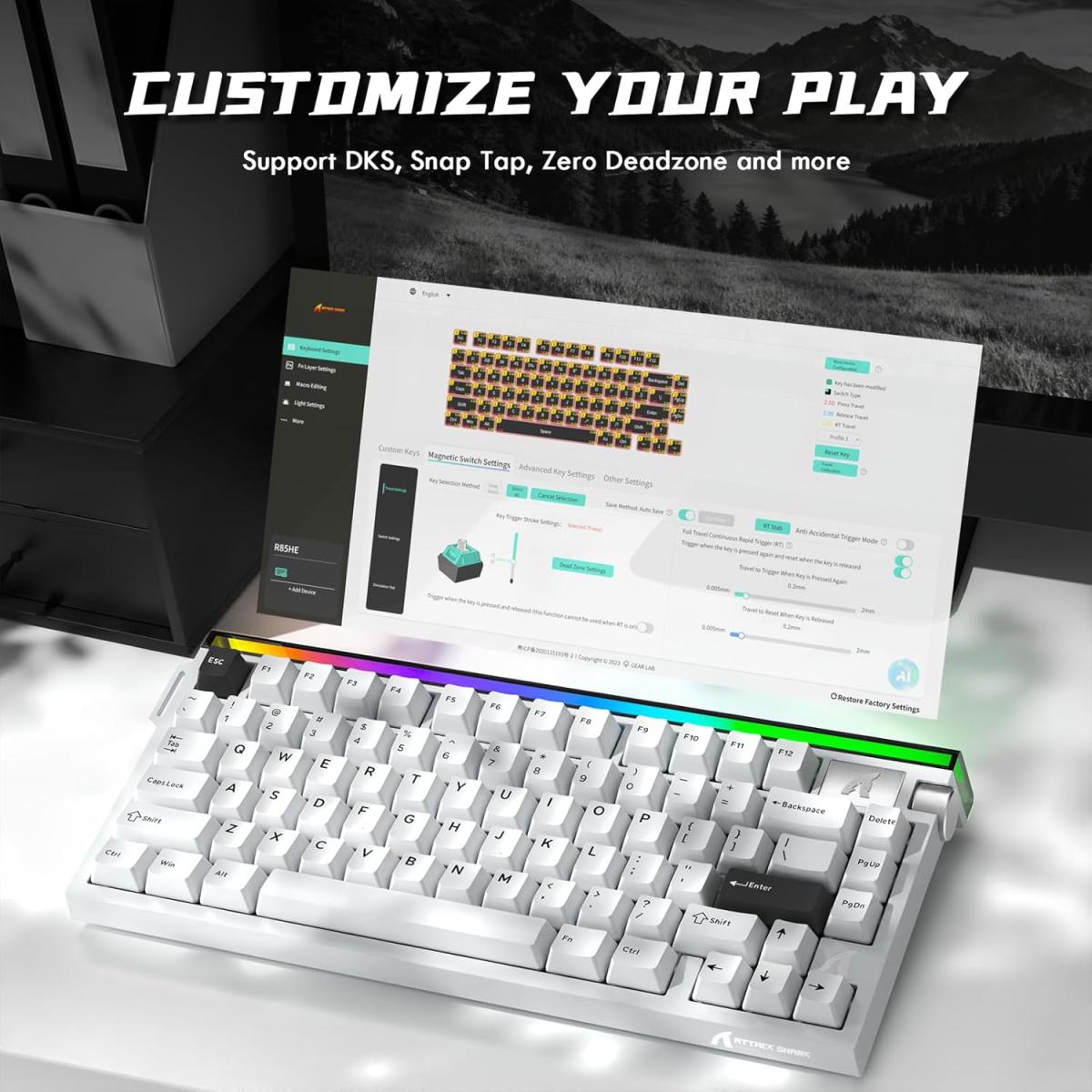 Attack Shark R85 HE Wired 75% Hall Effect Rapid Trigger Mechanical RGB Gaming