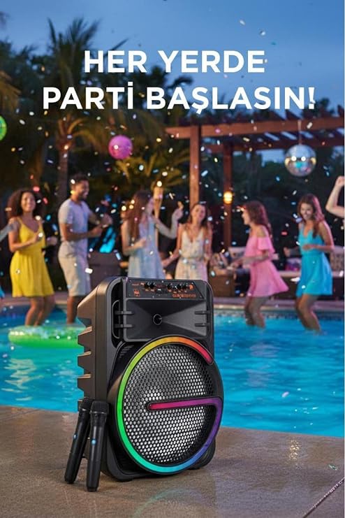 Bluetooth Speaker KTS-2170  15-inch with RGB Lighting Dual Microphones Wireless Speaker
