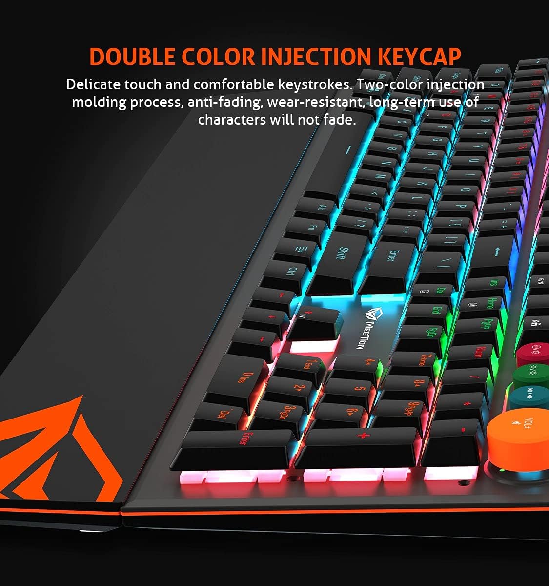 Meetion MT-MK500 Mechanical Gaming Keyboard, Detachable Palmrest, RGB, Type-C