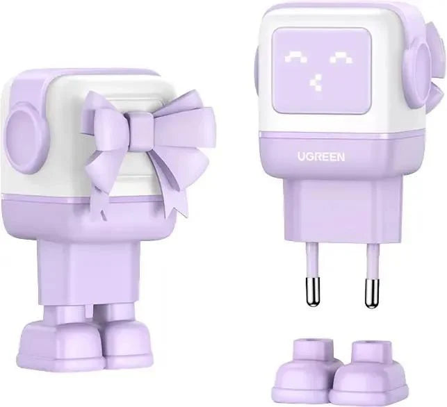 UGREEN Uno Charger 65W RobotGaN 3 Port Fast Charger Robot (EU) (Purple)