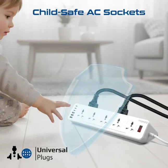 Promate 10AC Socket Space Efficient Power Strip Multiple Fast Charging USB Ports Promate 10AC Socket Space Efficient Power Strip Multiple Fast Charging USB Ports