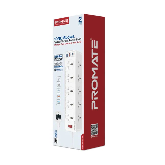 Promate 10AC Socket Space Efficient Power Strip Multiple Fast Charging USB Ports Promate 10AC Socket Space Efficient Power Strip Multiple Fast Charging USB Ports