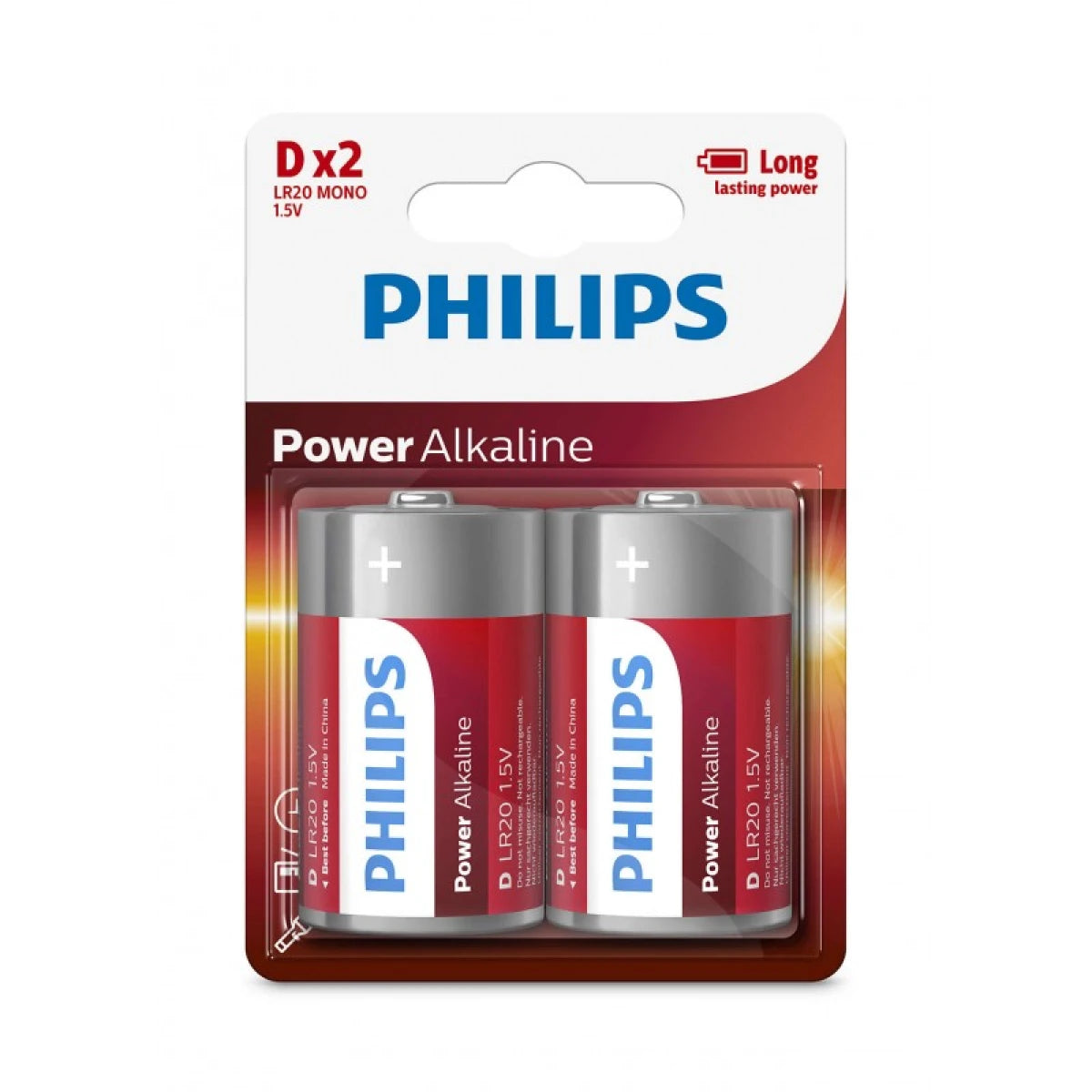 Philips Power Alkaline Batteries D - Pack of 2 energy hungry devices