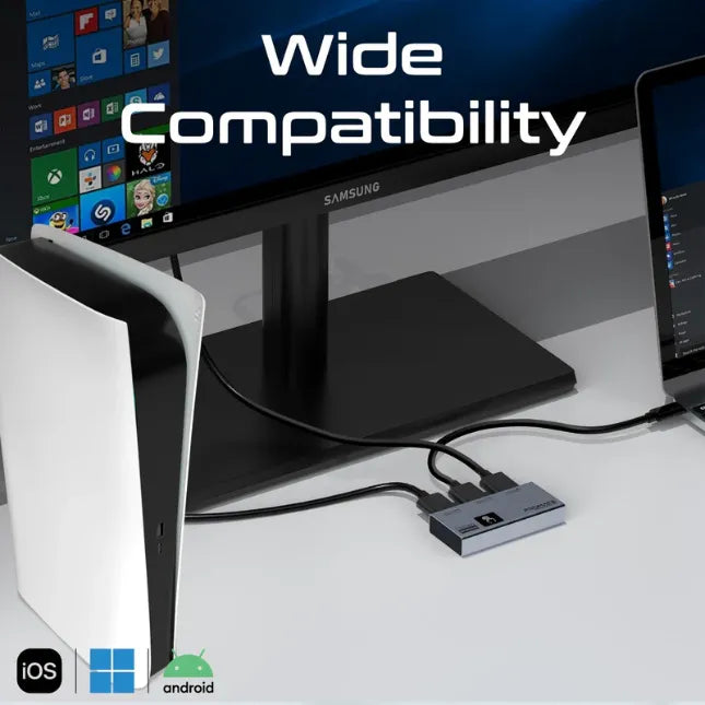Promate MediaSwitch-2T Ultra-HD 8K@60Hz HDMI® Switch KVM & Hub