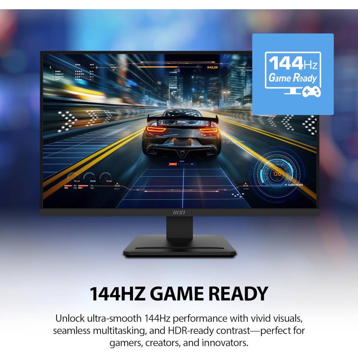 MSI PRO MP273 E14A 27" FHD Computer Monitor, IPS, 144Hz, Adjustable, Black