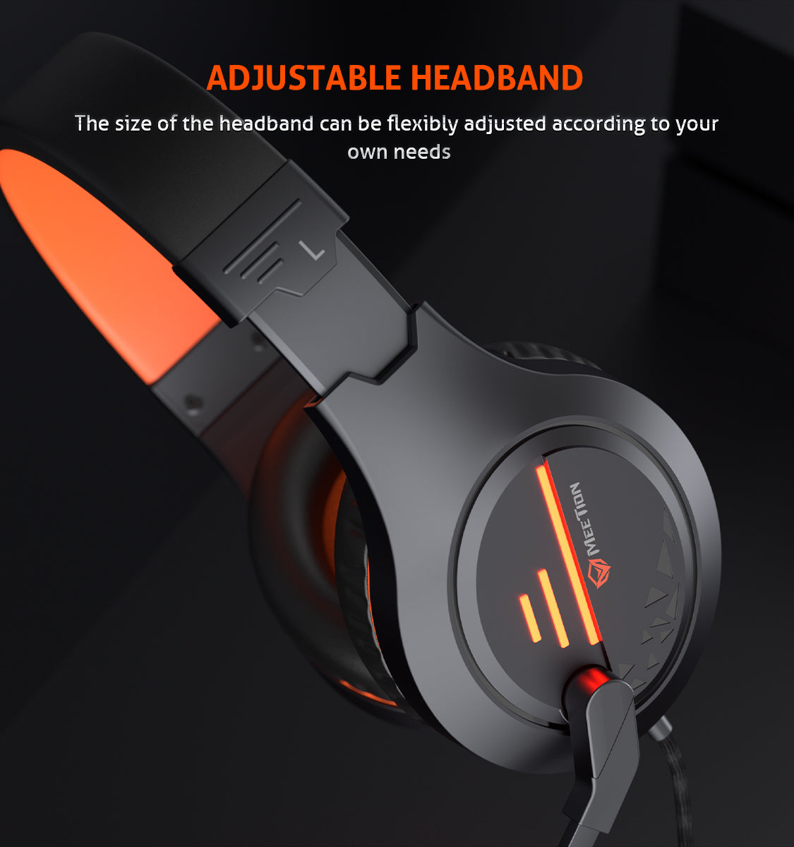 Meetion MT-HP021 Wired Stereo Gaming Headset, Backlit, Noise Canceling Mic