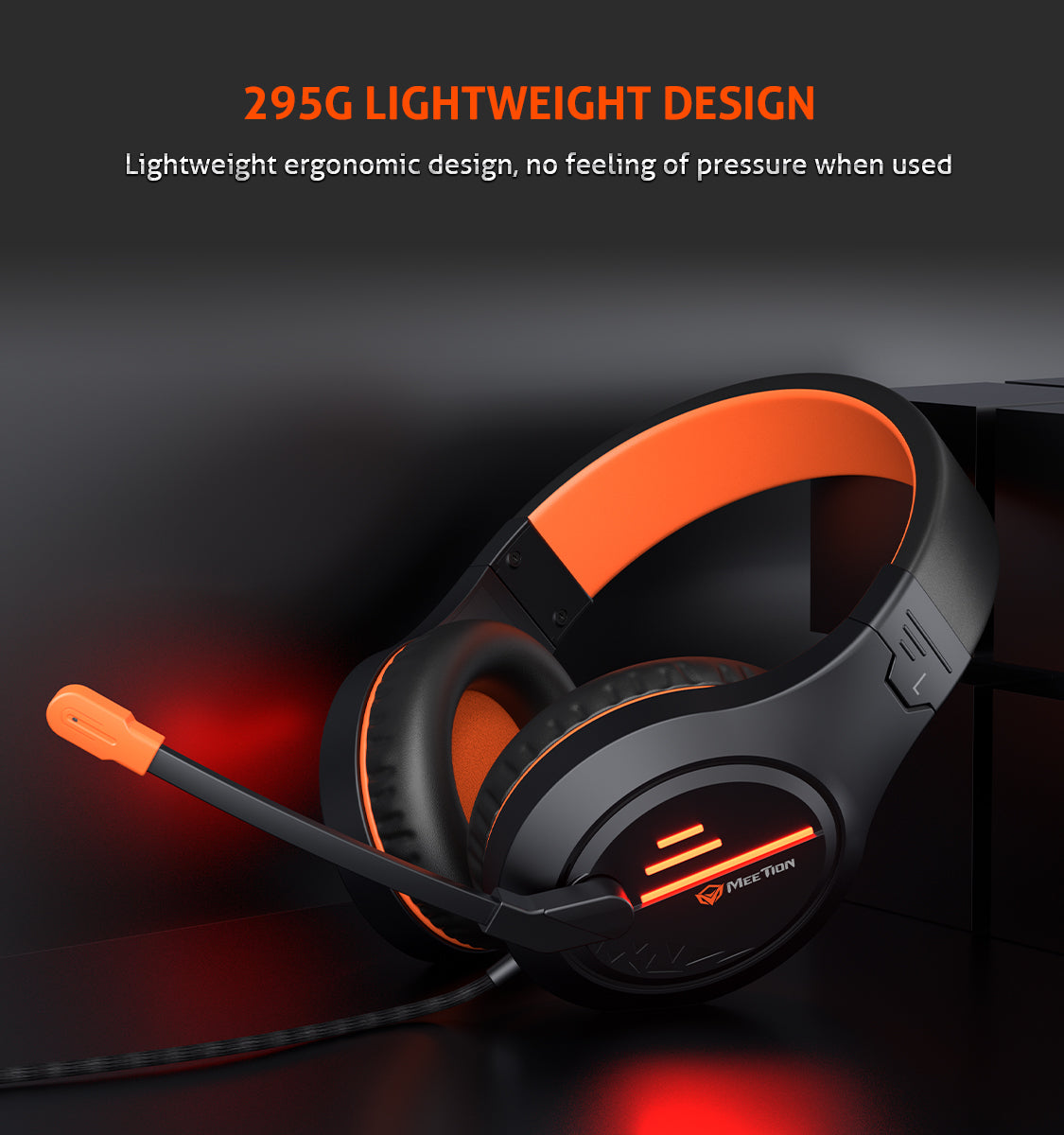 Meetion MT-HP021 Wired Stereo Gaming Headset, Backlit, Noise Canceling Mic