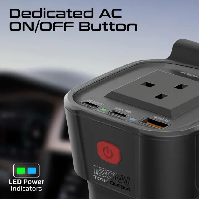 Promate DC to AC Power Inverter Multi-Port DC to AC Power Inverter 150W