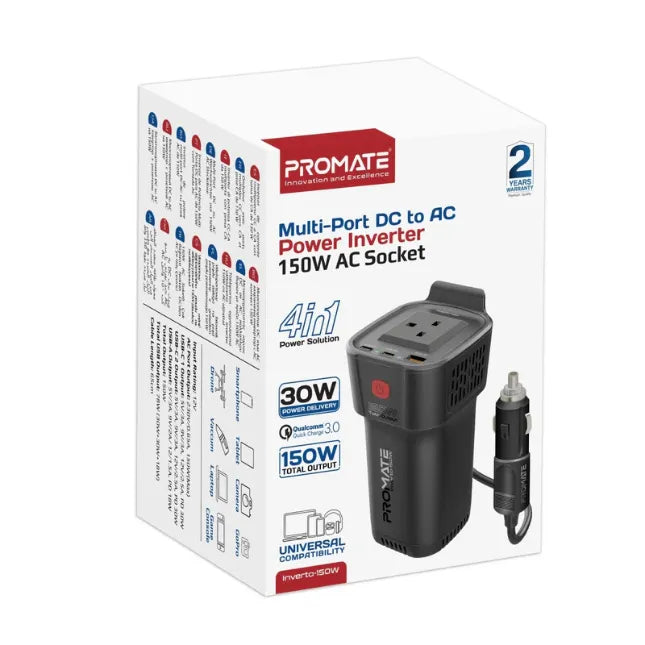 Promate DC to AC Power Inverter Multi-Port DC to AC Power Inverter 150W