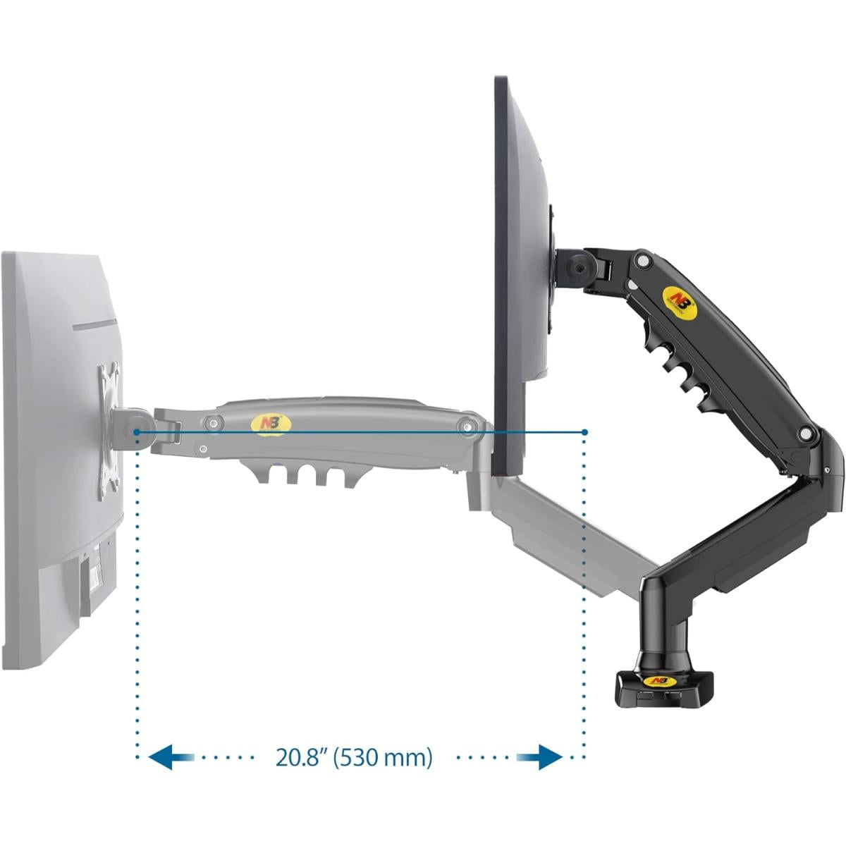 NB North Bayou F80 17"-30" Adjustable Single Mount Gas Spring Arm Monitor