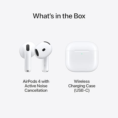 Apple AirPods 4 ANC Wireless Ear-USB-C Charging Case Wireless Charging White Apple AirPods 4 ANC Wireless Ear-USB-C Charging Case Wireless Charging White