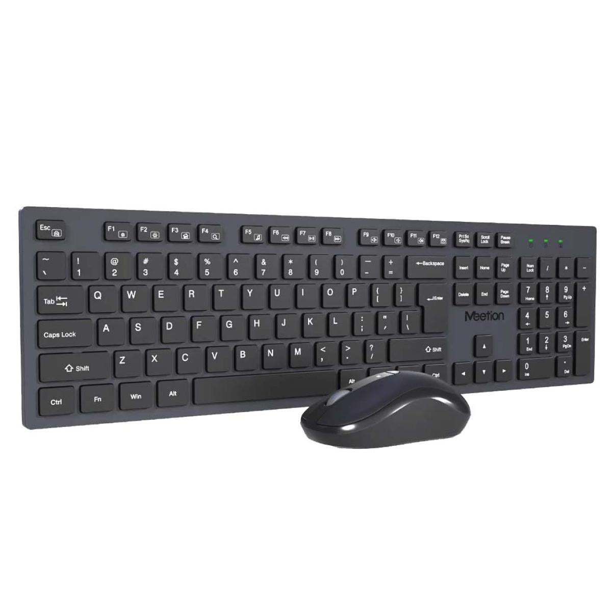 Meetion CW216 Silent Wireless Keyboard & Mouse Combo Keyboard*2 AAA Mouse: AA*1