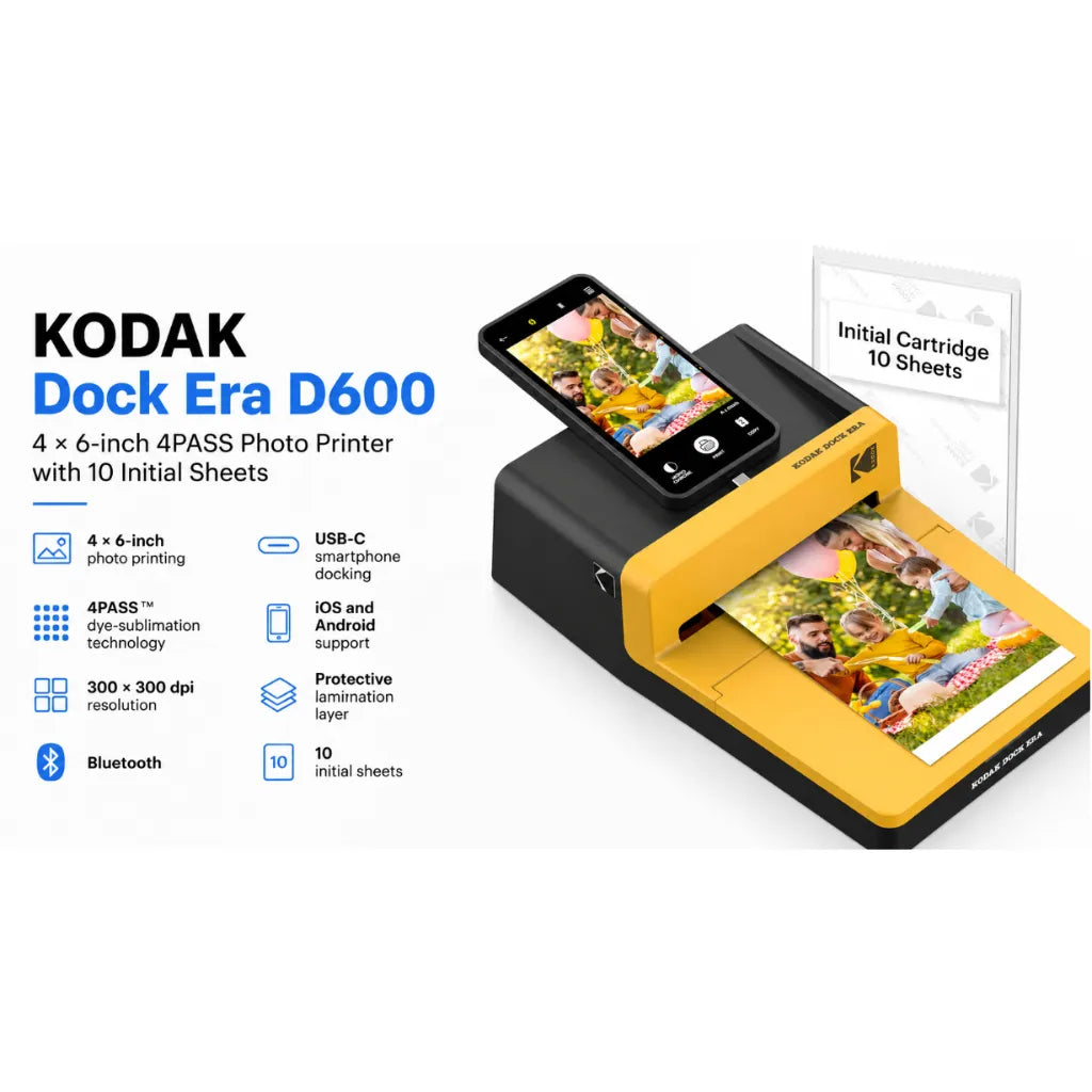 KODAK Dock Era Photo Printer 10 x 15 cm, 4PASS 8 Sheets Bluetooth KODAK Dock Era Photo Printer 10 x 15 cm, 4PASS 8 Sheets Bluetooth
