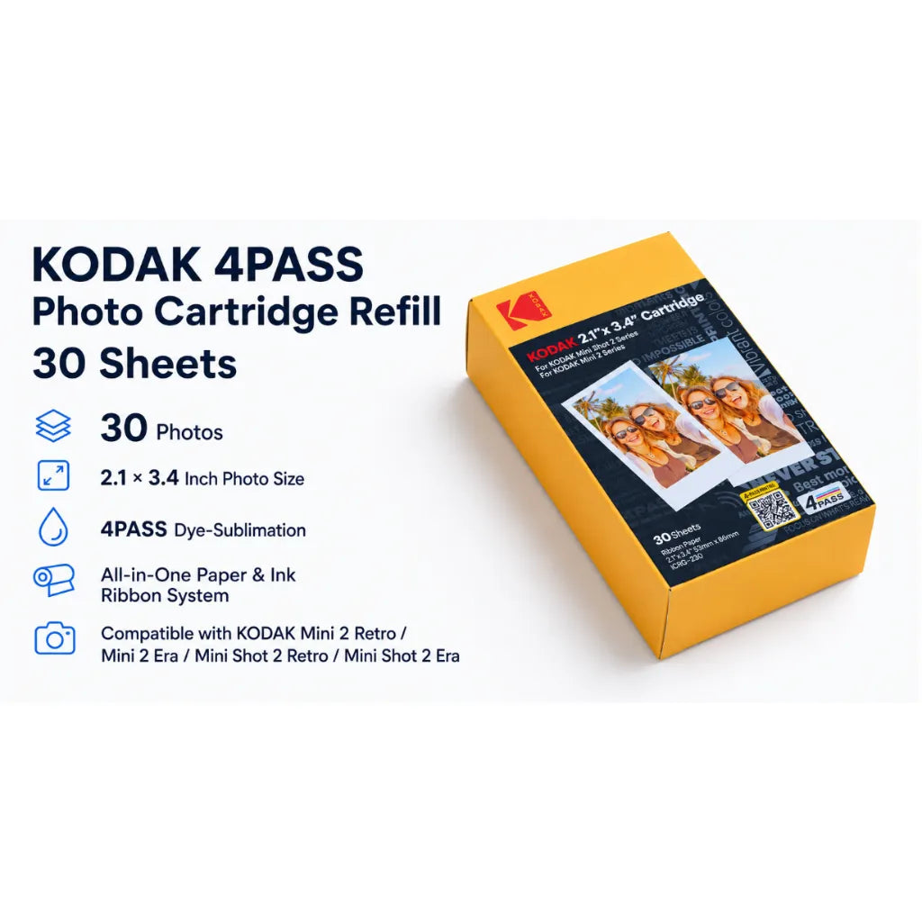 Kodak 4PASS Film Cartridge (2.1x3.4 inches) for Mini 2 Retro 30 Sheets Kodak 4PASS Film Cartridge (2.1x3.4 inches) for Mini 2 Retro 30 Sheets