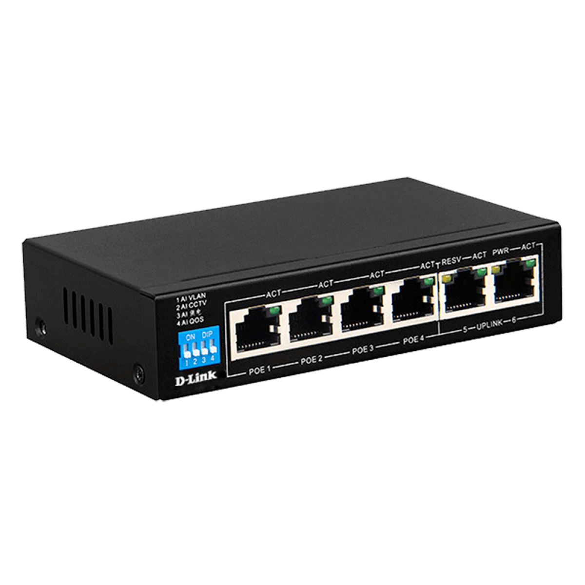 D-Link DES-F1006P-E/B 6-Port 10/100 Switch with 4 PoE Ports and 2 Uplink