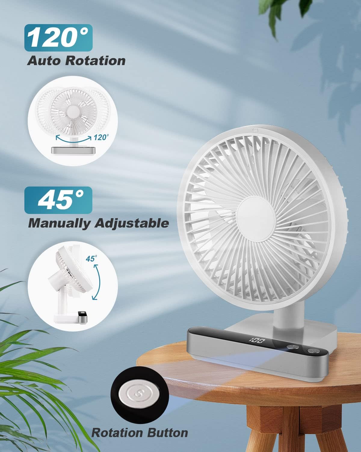 Portable 4 Wind Speed Rechargeable USB Desktop Fan 4W size: 170x106×226mm