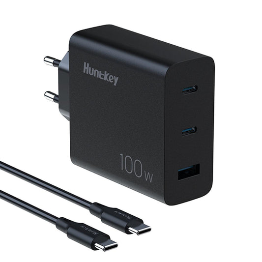 Huntkey 100W GaN PD Wall Charger 2 Pin Plug with Type-C Cable