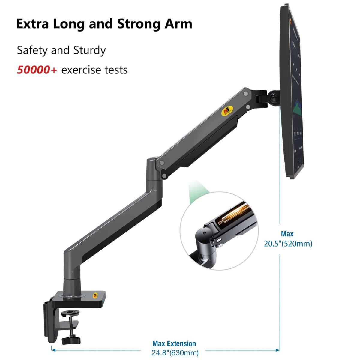 NB North Bayou G45 Full Motion Swivel Monitor Mount with Gas Spring 27-40”