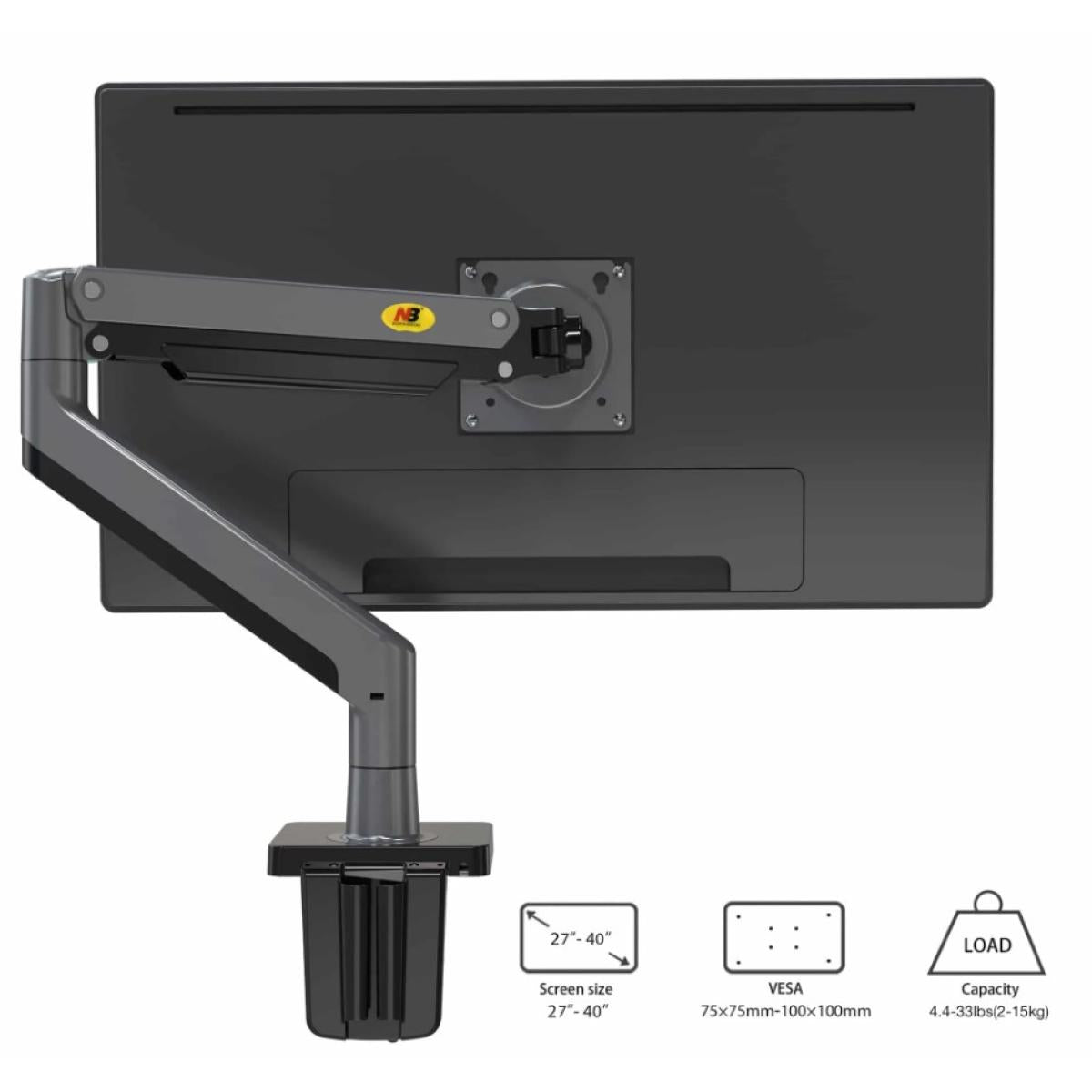 NB North Bayou G45 Full Motion Swivel Monitor Mount with Gas Spring 27-40”