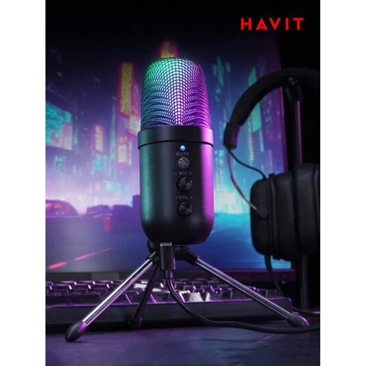 HAVIT GK51 RECORDING LIVE MICROPHONE RGB LIGHTING EFFECT HAVIT GK51 RECORDING LIVE MICROPHONE RGB LIGHTING EFFECT