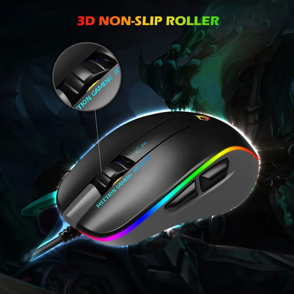 MeeTion MT-GM23 USB Wired RGB Gaming Mouse, Resolution 12800DPI, Keys: 5+1