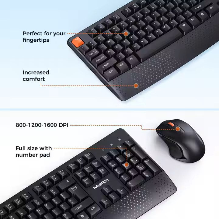 Meetion MT-C4130 2.4GHz Wireless Ergonomic Keyboard & Mouse Combo Kit