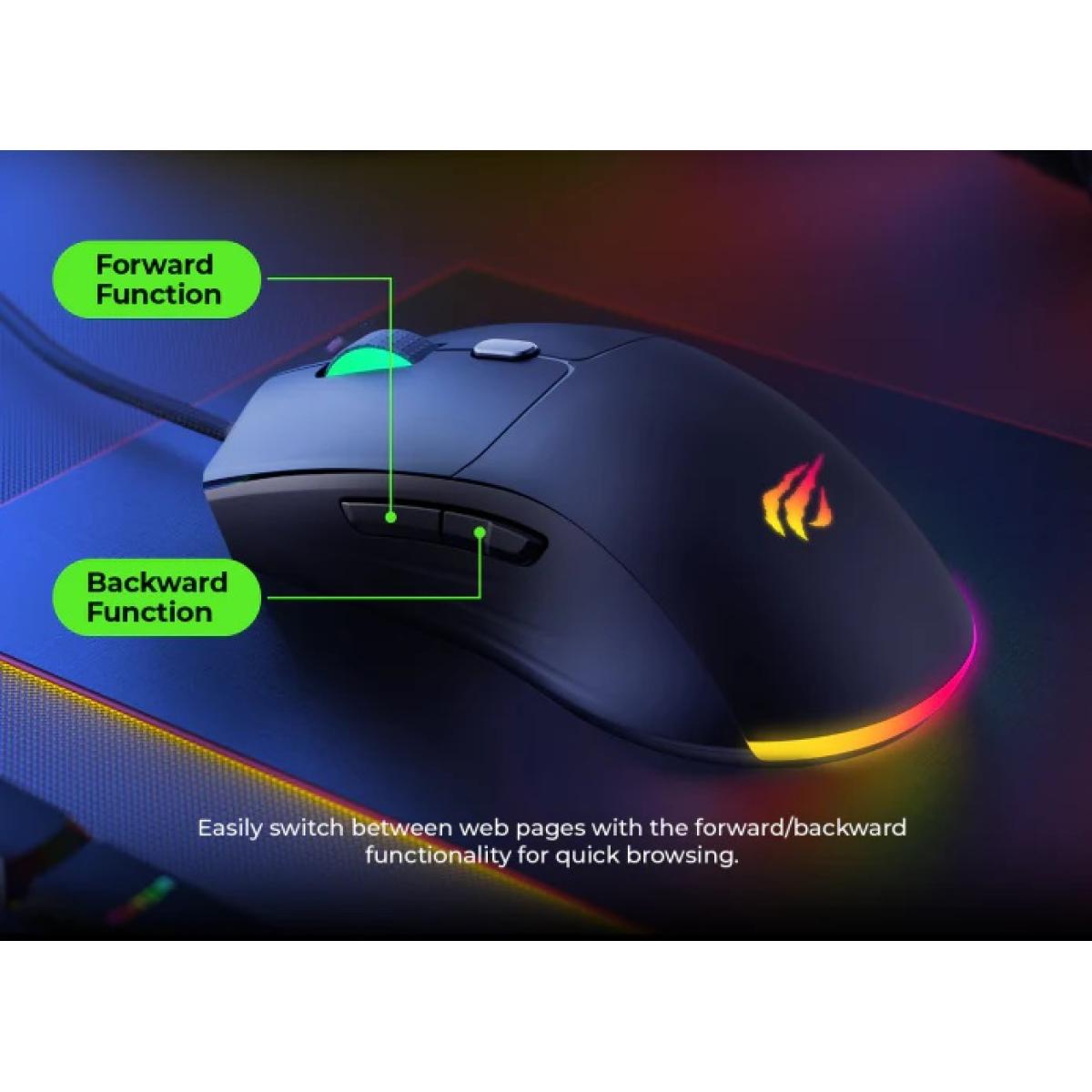 HAVIT Gamenote MS1030 RGB Backlit Gaming Mouse, Adjustable DPI, 6 Key