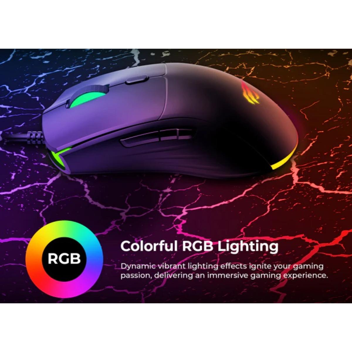 HAVIT Gamenote MS1030 RGB Backlit Gaming Mouse, Adjustable DPI, 6 Key
